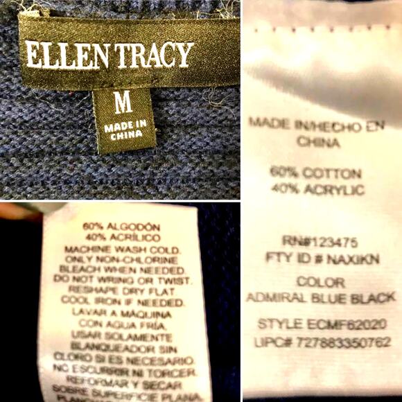 Ellen Tracy Admiral Blue Long Sleeve Textured Sweater M - Picture 3 of 4